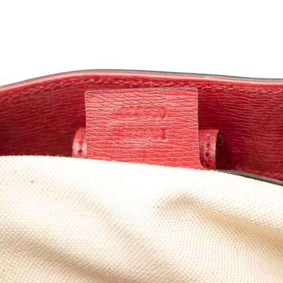 GUCCI Authentic Red Leather Bamboo Shoulder Bag - Picture 6 of 6